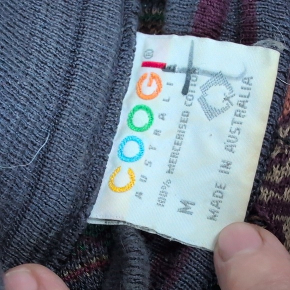 Coogi Jumper Crew Neck Sweater Mercerized Cotton Australia Multi Color Mens M - Picture 3 of 4